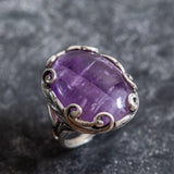 Amethyst Ring, Natural Amethyst, Purple Ring, Leaf Ring, February Ring, Statement Ring, February Birthstone, Solid Silver Ring, Amethyst