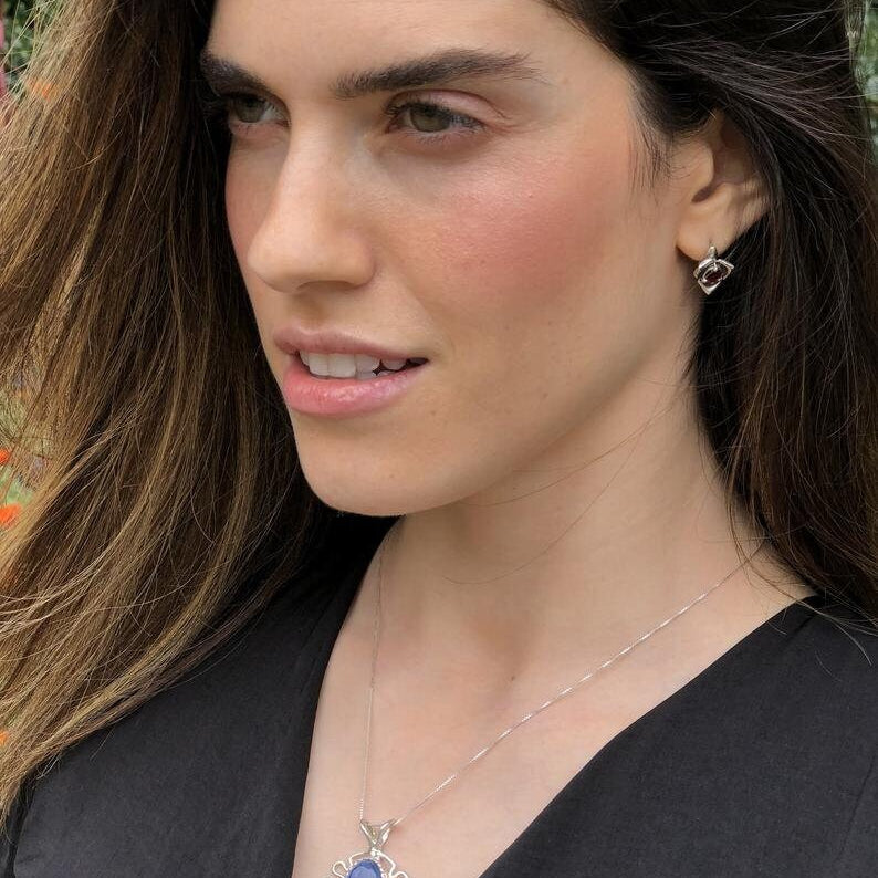 Prehnite Pendant, Natural Prehnite, Green Leaf Necklace, Abstract Pendant, Statement Pendant, Large Oval Pendant, Solid Silver, Prehnite