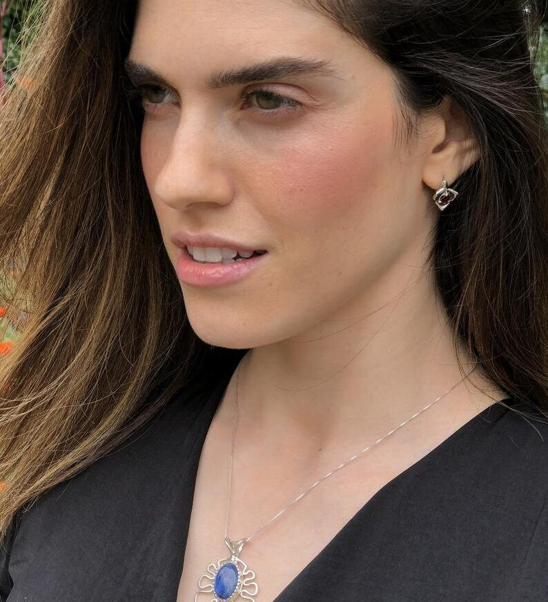 Prehnite Pendant, Natural Prehnite, Green Leaf Necklace, Abstract Pendant, Statement Pendant, Large Oval Pendant, Solid Silver, Prehnite