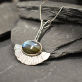 Labradorite Pendant, Natural Labradorite, Long Silver Pendant, Bohemian Pendant, Leaf Pendant, Vintage Necklace, Sterling Silver Pendant