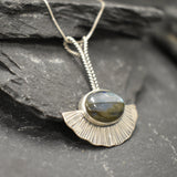 Labradorite Pendant, Natural Labradorite, Long Silver Pendant, Bohemian Pendant, Leaf Pendant, Vintage Necklace, Sterling Silver Pendant
