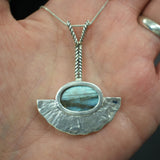 Labradorite Pendant, Natural Labradorite, Long Silver Pendant, Bohemian Pendant, Leaf Pendant, Vintage Necklace, Sterling Silver Pendant