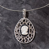Lady Cameo Pendant, Natural Onyx Necklace, Statement Cameo Necklace, Victorian Pendant, Carved Necklace, Vintage Pendant, Rare By Adina