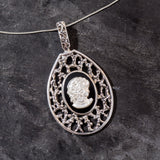 Lady Cameo Pendant, Natural Onyx Necklace, Statement Cameo Necklace, Victorian Pendant, Carved Necklace, Vintage Pendant, Rare By Adina