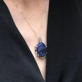 Sodalite Pendant, Natural Sodalite, Blue Boho Pendant, Statement Pendant, Raw Design, Oval Pendant, Blue Stone Pendant, Solid Silver Pendant