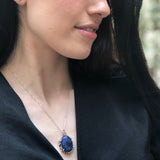 Sodalite Pendant, Natural Sodalite, Blue Boho Pendant, Statement Pendant, Raw Design, Oval Pendant, Blue Stone Pendant, Solid Silver Pendant