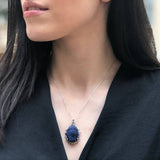 Sodalite Pendant, Natural Sodalite, Blue Boho Pendant, Statement Pendant, Raw Design, Oval Pendant, Blue Stone Pendant, Solid Silver Pendant