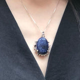 Sodalite Pendant, Natural Sodalite, Blue Boho Pendant, Statement Pendant, Raw Design, Oval Pendant, Blue Stone Pendant, Solid Silver Pendant