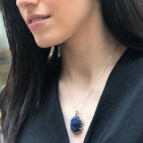 Sodalite Pendant, Natural Sodalite, Blue Boho Pendant, Statement Pendant, Raw Design, Oval Pendant, Blue Stone Pendant, Solid Silver Pendant