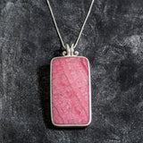 Rhodochrosite Pendant, Natural Rhodochrosite, Rectangle Pendant, Statement Pendant, Large Unique Pendant, Birthstone Pendants, Rhodochrosite