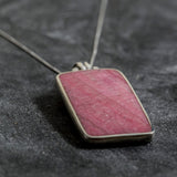 Rhodochrosite Pendant, Natural Rhodochrosite, Rectangle Pendant, Statement Pendant, Large Unique Pendant, Birthstone Pendants, Rhodochrosite