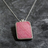 Rhodochrosite Pendant, Natural Rhodochrosite, Rectangle Pendant, Statement Pendant, Large Unique Pendant, Birthstone Pendants, Rhodochrosite