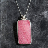 Rhodochrosite Pendant, Natural Rhodochrosite, Rectangle Pendant, Statement Pendant, Large Unique Pendant, Birthstone Pendants, Rhodochrosite