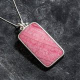 Rhodochrosite Pendant, Natural Rhodochrosite, Rectangle Pendant, Statement Pendant, Large Unique Pendant, Birthstone Pendants, Rhodochrosite