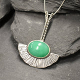 Long Chrysoprase Pendant, Statement Pendant, Bohemian Pendant, Natural Chrysoprase, Solid Silver Pendant, Boho Pendant, Vintage Necklace
