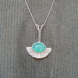 Long Chrysoprase Pendant, Statement Pendant, Bohemian Pendant, Natural Chrysoprase, Solid Silver Pendant, Boho Pendant, Vintage Necklace