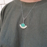Long Chrysoprase Pendant, Statement Pendant, Bohemian Pendant, Natural Chrysoprase, Solid Silver Pendant, Boho Pendant, Vintage Necklace