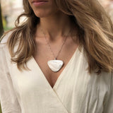Bohemian Pendant, Mother of Pearl, White Shell Pendant, Shell Pearl Pendant, Statement Pendant, Natural Shell Pendant, Solid Silver Pendant