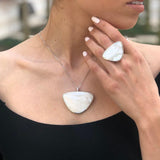 Bohemian Pendant, Mother of Pearl, White Shell Pendant, Shell Pearl Pendant, Statement Pendant, Natural Shell Pendant, Solid Silver Pendant