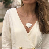 Bohemian Pendant, Mother of Pearl, White Shell Pendant, Shell Pearl Pendant, Statement Pendant, Natural Shell Pendant, Solid Silver Pendant