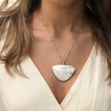 Bohemian Pendant, Mother of Pearl, White Shell Pendant, Shell Pearl Pendant, Statement Pendant, Natural Shell Pendant, Solid Silver Pendant