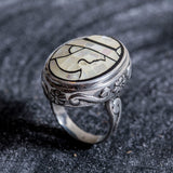 Mosaic Ring, Cameo Ring, Lady Ring, Mother of Pearl, Victorian Ring, Vintage Ring, Roman Ring, Carved Ring, Silver Rings, Solid Silver
