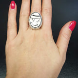 Mosaic Ring, Cameo Ring, Lady Ring, Mother of Pearl, Victorian Ring, Vintage Ring, Roman Ring, Carved Ring, Silver Rings, Solid Silver