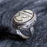Mosaic Ring, Cameo Ring, Lady Ring, Mother of Pearl, Victorian Ring, Vintage Ring, Roman Ring, Carved Ring, Silver Rings, Solid Silver