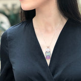 Bohemian Pendant, Multistone Pendant, Statement Pendant, Long Pendant, Three Stone Pendant, Heavy Pendant, Rose Quartz, Fluorite, Amethyst