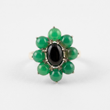 Onyx Flower Ring - Large Emerald Ring - Green Statement Ring