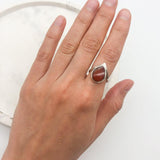 Red Carnelian Ring, Pearl Shape Ring, Teardrop Ring, Natural Agate Ring, 925 Sterling Silver Ring, Red Stone Ring, Real Agate Ring