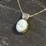 Blue Antique Pendant, Larimar Necklace, Oval Pendant, Sky Blue Pendant, Vintage Pendant, Unique Pendant, 925 Silver Pendant, Natural Larimar