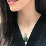 Bohemian Pendant, Green Agate Pendant, Long Pendant, Symbolic Pendant, Green Pendant, Unique Pendant, Artistic Pendant, Solid Silver Pendant