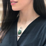Bohemian Pendant, Green Agate Pendant, Long Pendant, Symbolic Pendant, Green Pendant, Unique Pendant, Artistic Pendant, Solid Silver Pendant