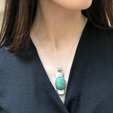 Long Blue Pendant, Chrysocolla Pendant, Tribal Pendant, Symbolic Pendant, Blue Pendant, Vintage Pendant, Artistic Pendant, Silver Pendant