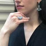 Long Aquamarine Earrings, Natural Aquamarine, Statement Earrings, Artistic Earrings, Blue Long Earrings, March Birthstone, Silver Earrings