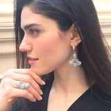 Long Aquamarine Earrings, Natural Aquamarine, Statement Earrings, Artistic Earrings, Blue Long Earrings, March Birthstone, Silver Earrings