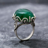 Unique Green Ring, Emerald Ring, Created Emerald, Statement Ring, Vintage Rings, Green Emerald, Large Ring, Silver Ring, Created Emerlad