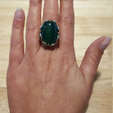 Unique Green Ring, Emerald Ring, Created Emerald, Statement Ring, Vintage Rings, Green Emerald, Large Ring, Silver Ring, Created Emerlad