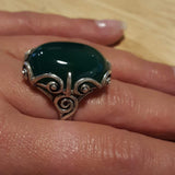 Unique Green Ring, Emerald Ring, Created Emerald, Statement Ring, Vintage Rings, Green Emerald, Large Ring, Silver Ring, Created Emerlad