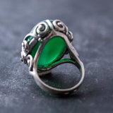 Unique Green Ring, Emerald Ring, Created Emerald, Statement Ring, Vintage Rings, Green Emerald, Large Ring, Silver Ring, Created Emerlad