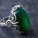 Unique Green Ring, Emerald Ring, Created Emerald, Statement Ring, Vintage Rings, Green Emerald, Large Ring, Silver Ring, Created Emerlad