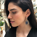Blue Drop Earrings, Natural Kyanite, Long Vintage Earrings, Statement Earrings, Kyanite Earrings, Heavy Earrings, Solid Silver Earrings