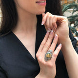Antique Ring, Ocean Jasper Ring, Statement Ring, Natural Jasper Ring, Large Stone Ring, Vintage Ring, Large Green Ring, Solid Silver Ring