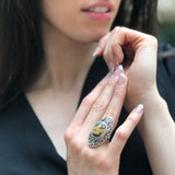 Antique Ring, Ocean Jasper Ring, Statement Ring, Natural Jasper Ring, Large Stone Ring, Vintage Ring, Large Green Ring, Solid Silver Ring