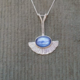 Long Kyanite Pendant, Statement Pendant, Bohemian Pendant, Natural Kyanite, Solid Silver Pendant, Blue Boho Pendant, Blue Vintage Necklace