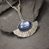 Long Kyanite Pendant, Statement Pendant, Bohemian Pendant, Natural Kyanite, Solid Silver Pendant, Blue Boho Pendant, Blue Vintage Necklace