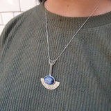 Long Kyanite Pendant, Statement Pendant, Bohemian Pendant, Natural Kyanite, Solid Silver Pendant, Blue Boho Pendant, Blue Vintage Necklace