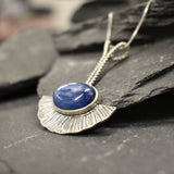 Long Kyanite Pendant, Statement Pendant, Bohemian Pendant, Natural Kyanite, Solid Silver Pendant, Blue Boho Pendant, Blue Vintage Necklace