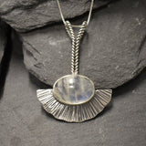 Moonstone Silver Necklace, Natural Moonstone, June Birthstone, Boho Necklace, Silver Moonstone Pendant, Statement Necklace, Rare By Adina